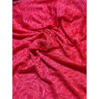 Delikatna elastyczna Koronka tiulowa czerwone kwiaty szer.150cm